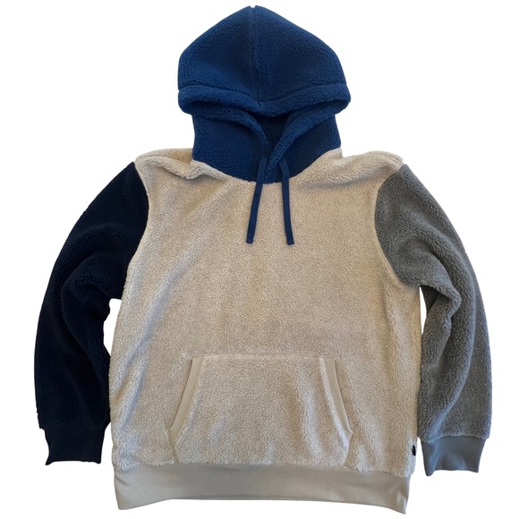 American Eagle By Payless Other - American Eagle Navy Tan Gray Color Block Sherpa Fleece Men's Hoodie Size XL